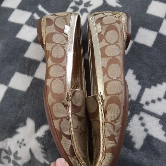 Coach Classic Sheela Canvas Leather Trim Loafer Driving Shoes Size 7 - Picture 5 of 11